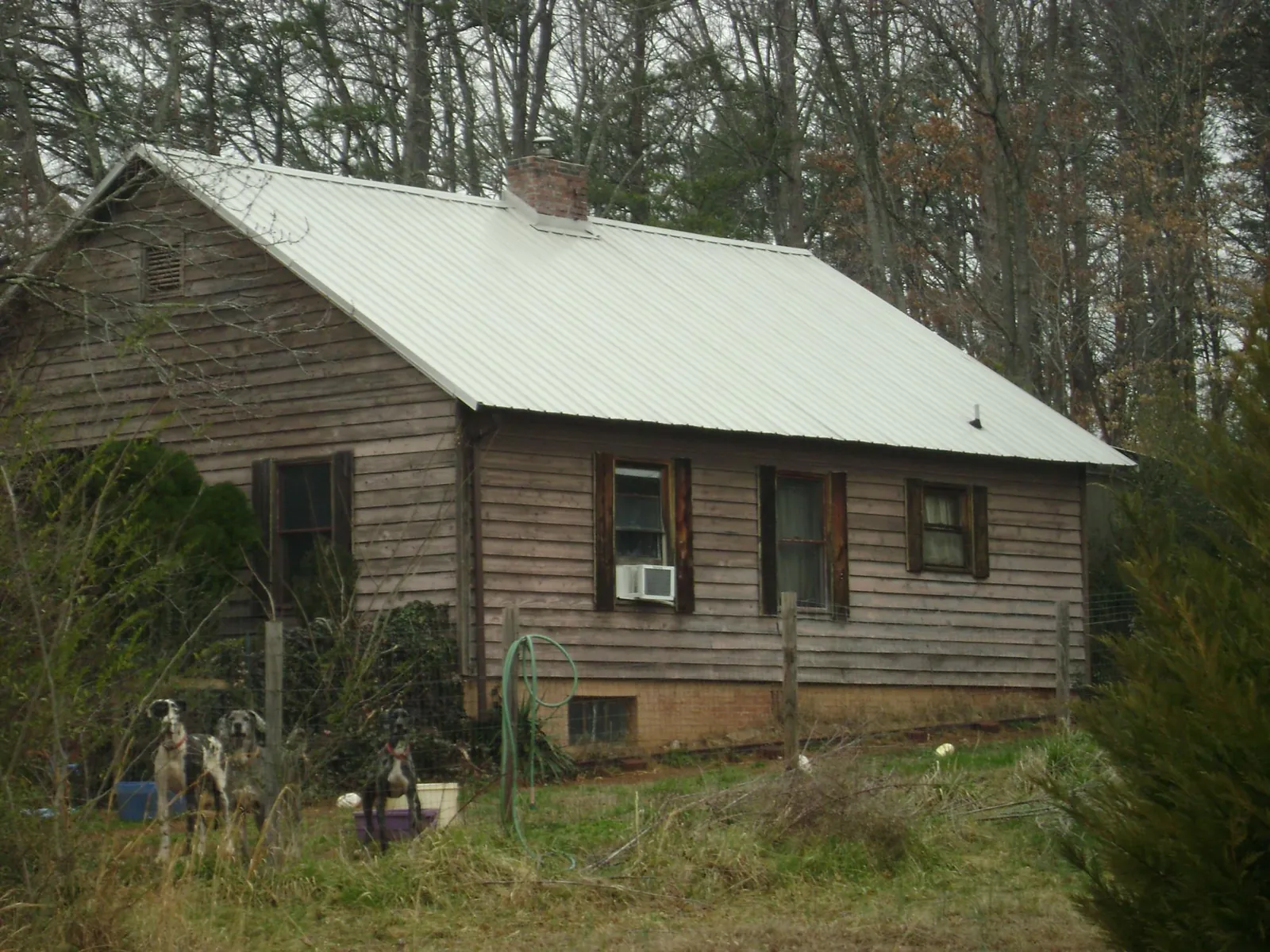 White metal roof on an old wood sided farmhouse, from a Asphalt Shingle Roof Repair job in Lowry City